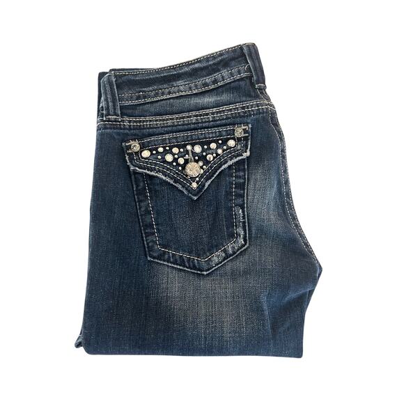 Miss Me Jeans Womens SZ29 Blue Straight Denim Flap Pocket Bling JP5141ST - Picture 5 of 10